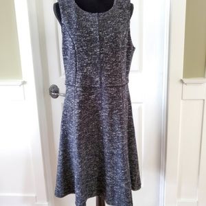 NEW Talbots Sleeveless Fit & Flare Berekley black white speckled tweed Dress